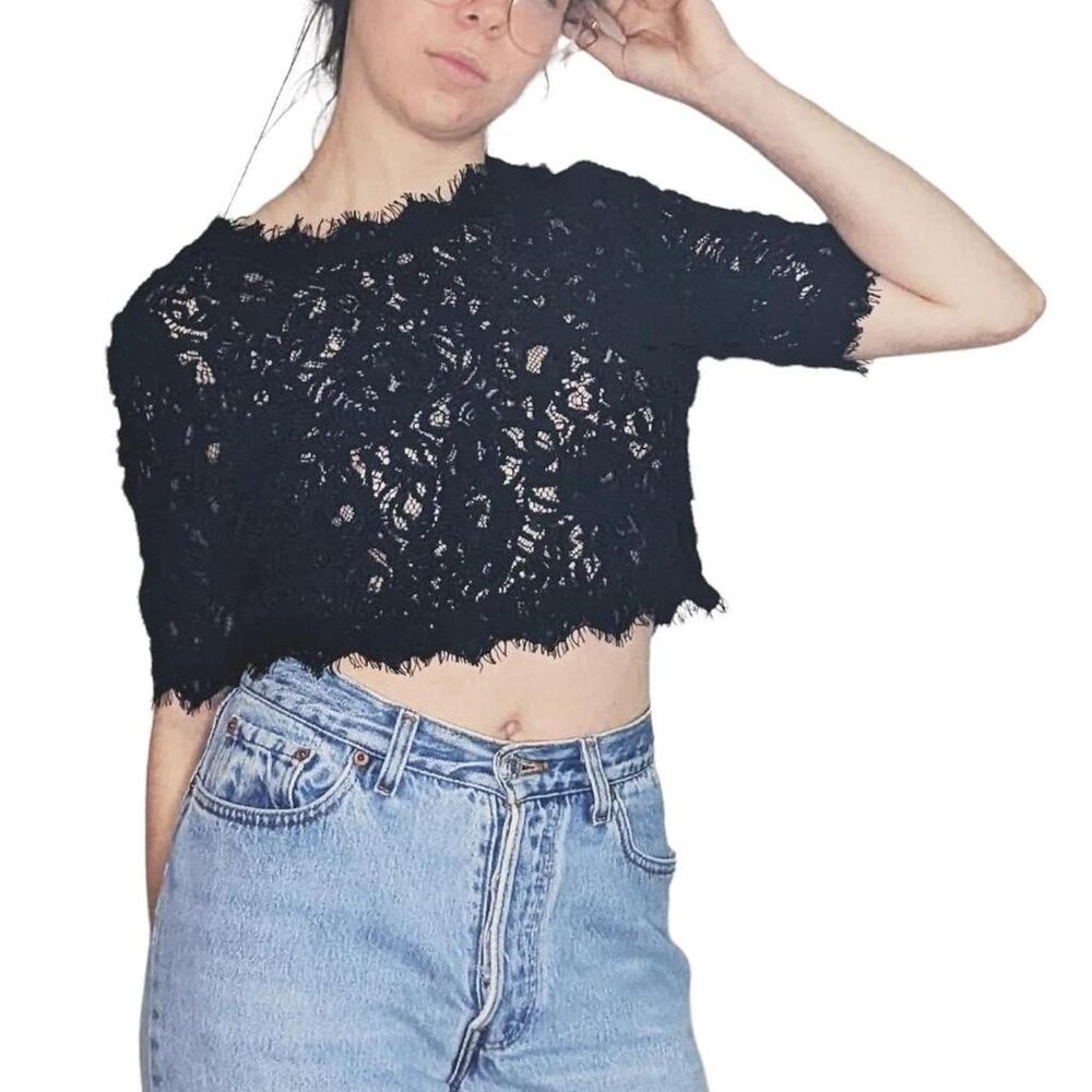 Lace Embellished Crop Top Size S